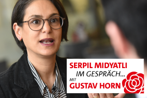 Serpil Midyatli im Gesrpäch mit Gustav Horn