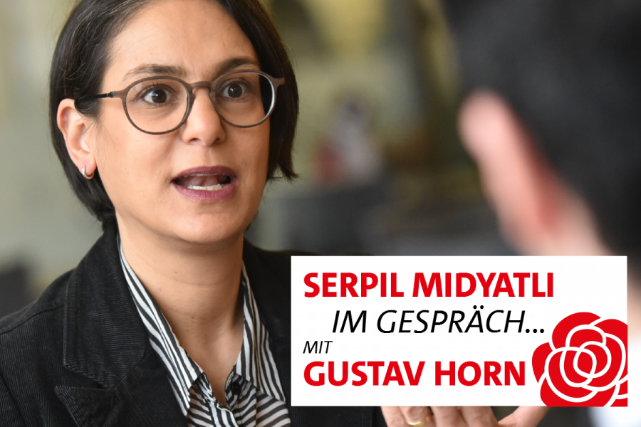 Serpil Midyatli im Gesrpäch mit Gustav Horn